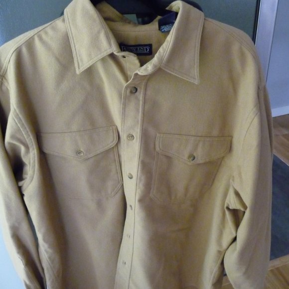 LANDS END NEW MENS CAMEL OVERSIZED COTTON TWO FRONT POCKETS SHACKET SIZE LARGE - Picture 2 of 6